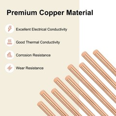 2-Pack Copper Round Rod 4mm x 200mm T2 Copper Stock