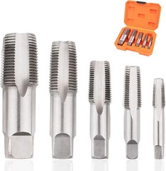 5 Piece NPT Thread Forming Taps, Pipe Taps Set, High-Speed Steel Drill Bits For