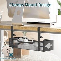 Under Desk Cable Management Tray No Drill 15.1’’, Metal Mesh Black
