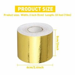 2″ 33Ft Intake Heat Reflective Tape Gold Wrap Self Adhesive High Temperature NEW