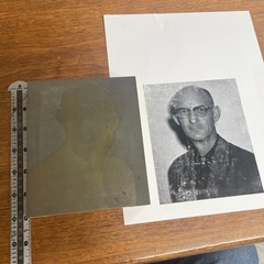 VINTAGE LETTERPRESS PRINTING BLOCK CUT 50’s Male Portrait Half Tone 6 Inch