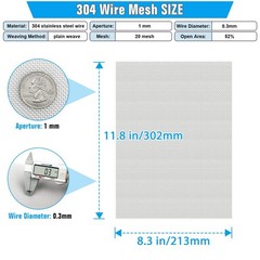Soft 304 Stainless Steel Mesh, 8 Pack Bendable Woven 8.3″X11.8″213X302mm, 20 …