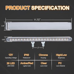 2Pcs 12″ Clear Lens Red/Amber LED Combo Dual Face Truck Semi Trailer Light Ba…