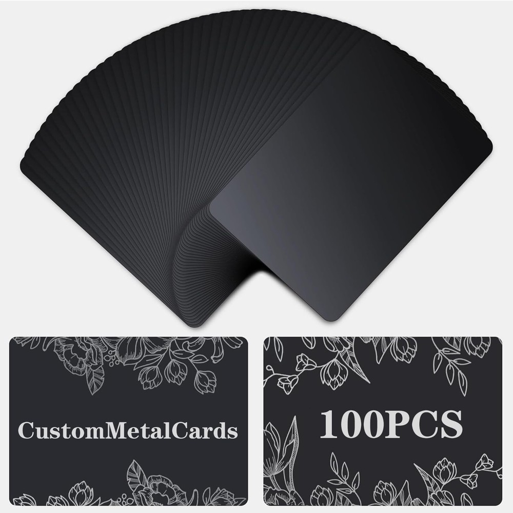 Jisano 100pcs Metal Engraving Blanks Premium 3.4×2.1×0.01 inches, Black