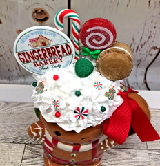 CHRISTMAS Full Size GINGERBREADBakery Mug Fake Whipped Cream Decor