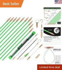 Fiberglass Running Wire Fish Tape Kit – 14FT with Storage Case & 8 Attachments