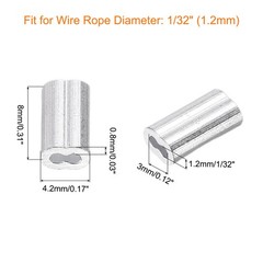 200Pcs Crimping Loop Sleeve for 1/32″ Wire Rope Double Ferrule Wire Rope Sleeve