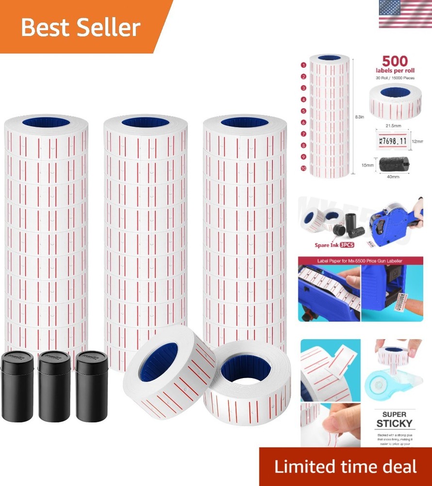 Price Gun Labels Stickers refill ink rolls for label guns 15000 pcs