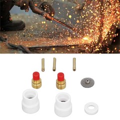 12 Pcs Set TIG Gas Lens Kit Ceramic Nozzle Short Bevel Electrode Holder Mesh