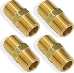 4 Pack- Valor 1206-4P Brass Hex Nipple 1/4″ X 1/4″ Male NPT- Fuel/Air/Water/Gas