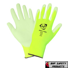 PUG Work Gloves Hi-Vis Lime Ultra-Thin PU Palm Coated Multi-Purpose 12 Pairs