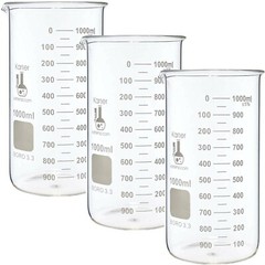 1000ml Beaker, Tall Form, 3.3 Borosilicate Glass, Single Scale (Pack of 3)