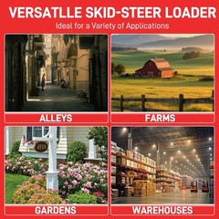 13.5HP Hydraulic Mini Skid Steer Loader Stand-on Track Gas Guided Drive Garden