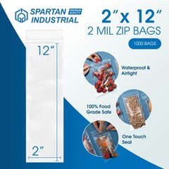 – 2” X 12” (1000 Count) 2 Mil Clear Reclosable Zip Plastic Poly Bags with Res…