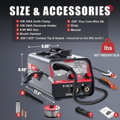 MIG Welder 140Amp, Flux Core MIG Welder/Stick 2 in 1 Welding Machine, Welder Mac
