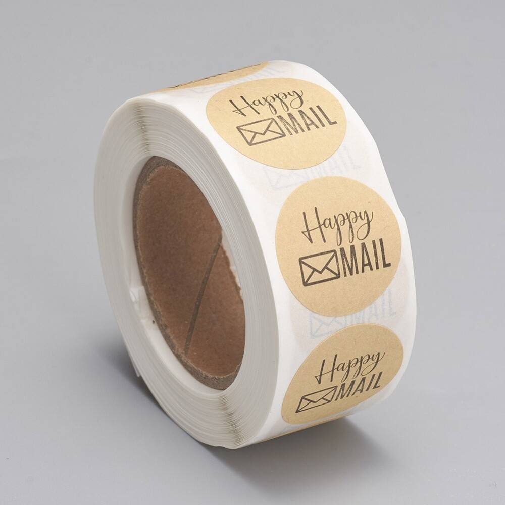 Happy Mail labels stickers 500 ea per roll Great for Ebay Orders & Envelopes