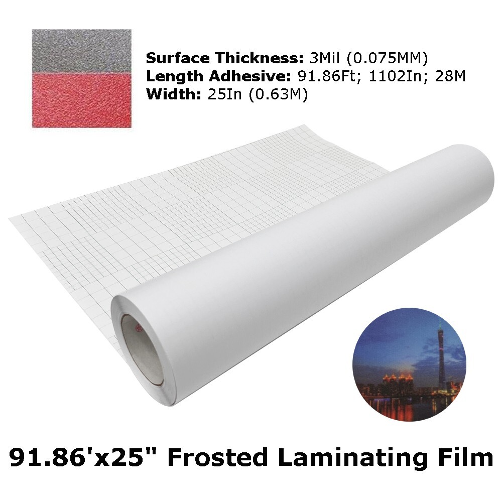 91.86’x25″ 3Mil Frosted Matte Cold Roll Laminating Film No Warm-up Time Need