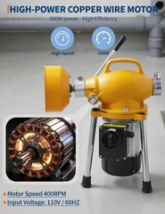 GRAVEE 66FTx5/8″&16FTx3/8″ 500W Drain Cleaner Machine Sectional Snake Auto Feed
