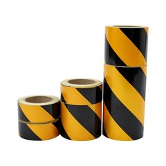 6Pcs Multi Width Black Yellow Safety Warning Tape Waterproof Adhesive Mark Tape
