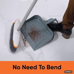 Superio Heavy-Duty Durable Plastic Step Dustpan for Indoor and Outdoor Use, Grey
