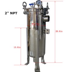 TECHTONGDA 1# Bag Industrial Filter 304 Stainless Steel 2″ NPT In/Out 120 PSI