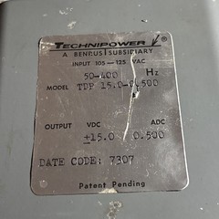 Technipower Power Supply Model TDP 15.0-0 500 VAC 50-400HZ
