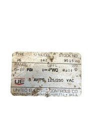 United Electric J6-142-9515 0-18PSI 1-4″WC 5A 125/250VAC