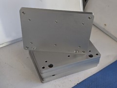 Aluminum plate or bracket, 6 3/4″ x 5″ x 3/8″ thick machined Polished