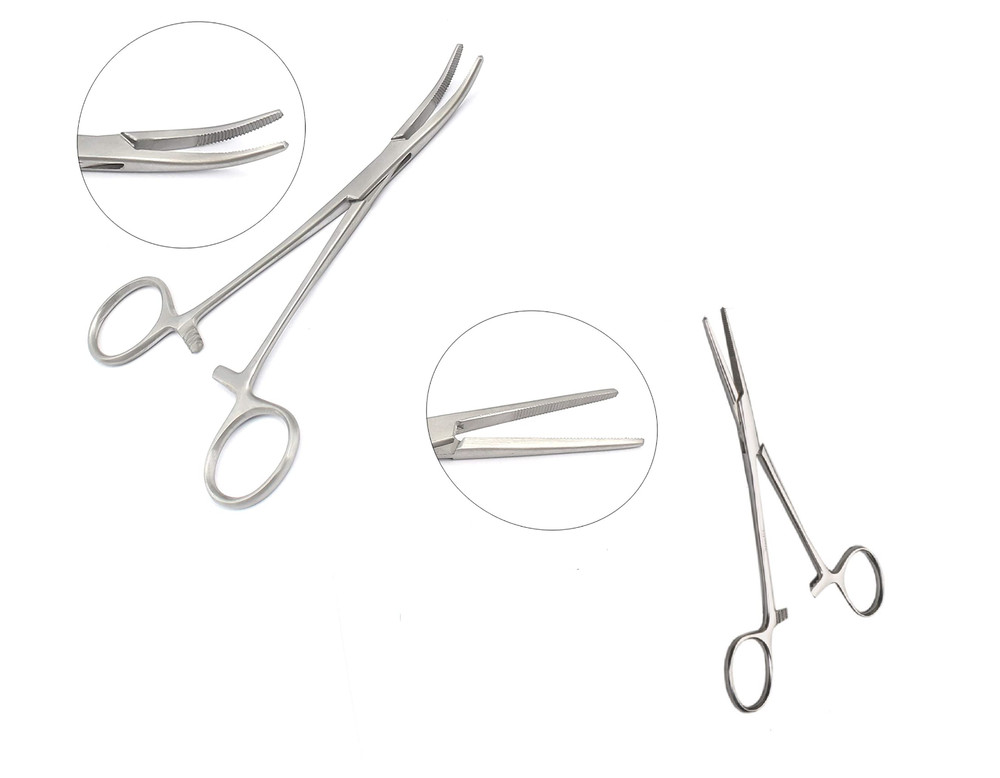 2pc Fishing Set 5″ Straight + Curved Hemostat Forceps Locking Clamps