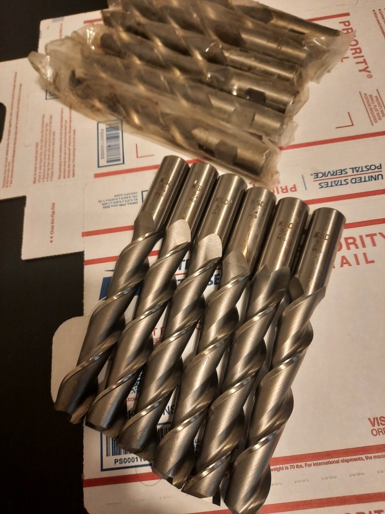 LOT OF 6 NEW KSD HSS 2 FLUTE EXTRA LENGTH END MILLS 3/4″ X 3/4″ X 4″ X 6-1/4″
