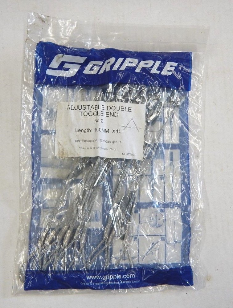 (10) Gripple Adj. Double Toggle End No 2 100# Speaker Light Cable Hangers NEW