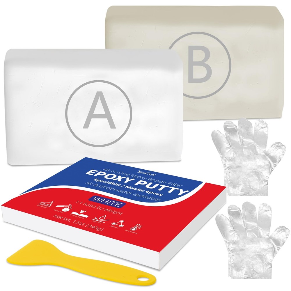 Epoxy Putty White 12oz/340g, 2-Part Fast Repair AB Clay, High-Strength
