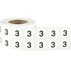 White with Black Number Stickers | 0.5″ Inch Round | 1000 Pack | Pick from 0-20