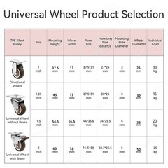 4 Pcs 4-Inch Black Locking Caster Wheels with Brake, Swivel Plate Casters