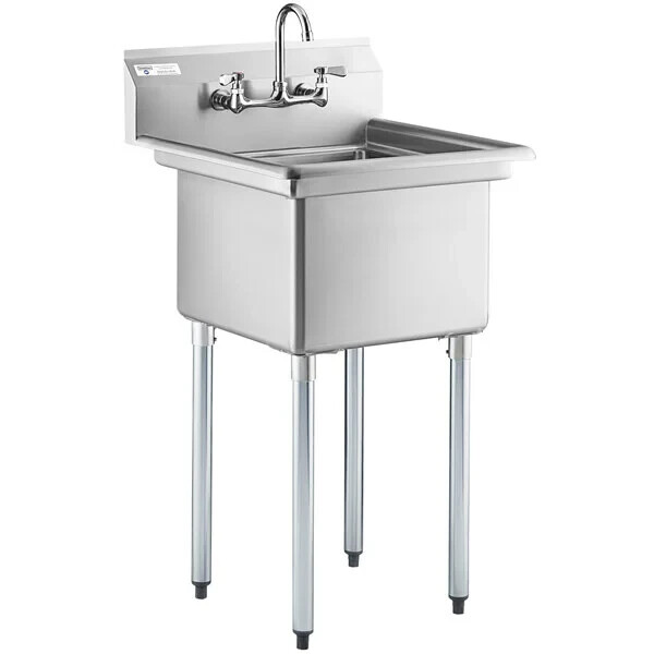 24″W x 24″L Stainless Steel One Compartment Commercial Utility Sink with Faucet