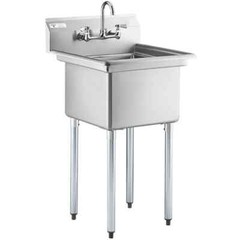 24″W x 24″L Stainless Steel One Compartment Commercial Utility Sink with Faucet