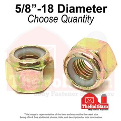 5/8″-18 Grade 8 Nylon Insert Lock Nuts Zinc Yellow Fine Thread (Pick Qty)