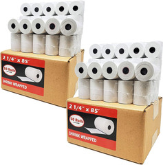 (100 Rolls) 2 1/4 X 85 (48 GSM Paper Thickness) Thermal Paper Rolls Fits Most Cr