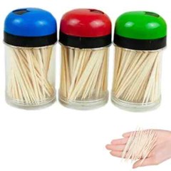 600 Pcs, Natural Bamboo Toothpicks 3 Bottle Dispenser Home Party