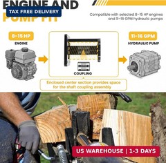 31-272 Log Splitter Hydraulic Pump Mount for 8-15 HP Engines and 11-16 GPM Pumps