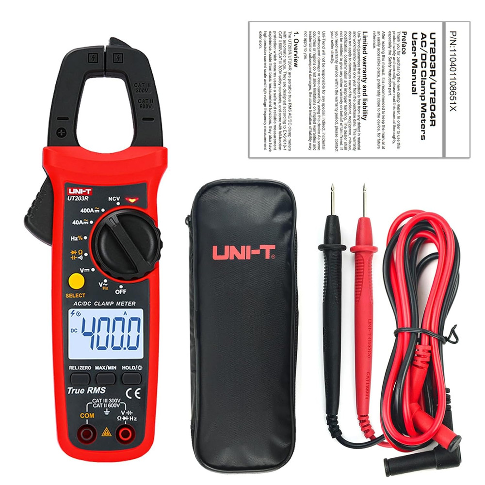 UT203R True RMS Digital Clamp Meter with Backlight & Auto Range