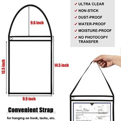 50 Pack Job Ticket Holders 9×12 Inch Clear Plastic Work Order Pockets with Strap