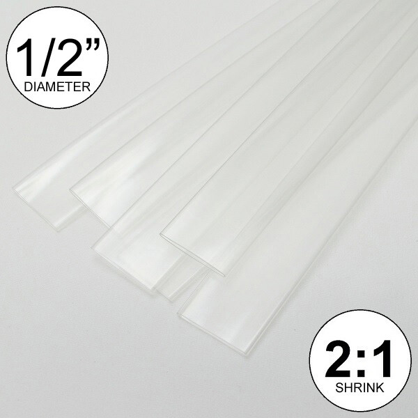 1/2″ ID Clear Heat Shrink Tube 2:1 ratio polyolefin (25ft) 0.5 inch/feet/to 13mm