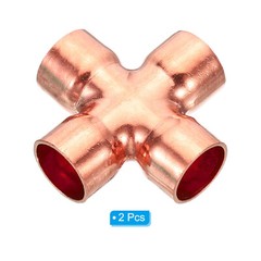2pcs 5/8 Inch ID Copper Cross Pipe Fitting 4 Way Copper End Feed Equal Connector