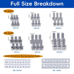 72 Pack M5 and M6 Motorcycle Battery Terminal Bolts and Nuts Kit Stain