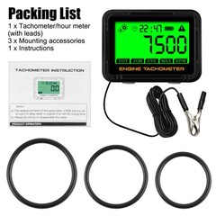 Digital Inductive Tachometer RPM Hour Meter 18000 RPM Max Recall IP68 Waterproof
