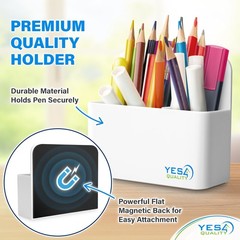 YES4QUALITY Magnetic Pen Holder with Strong Back & 2 White