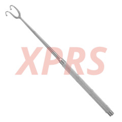 Fomon Hook Retractor, 6.5″, Round Handle, 2-Ball Tip Prongs, 11 mm, Prem. German