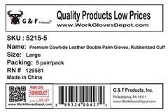 G & F 5215L-5 Premium Suede Double Palm & Index Finger Work Gloves with 2 & 1…