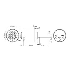 5pc Non-contact Rotary Hall 360° Angular Displacement Angle Sensor,Output 0-3.3V